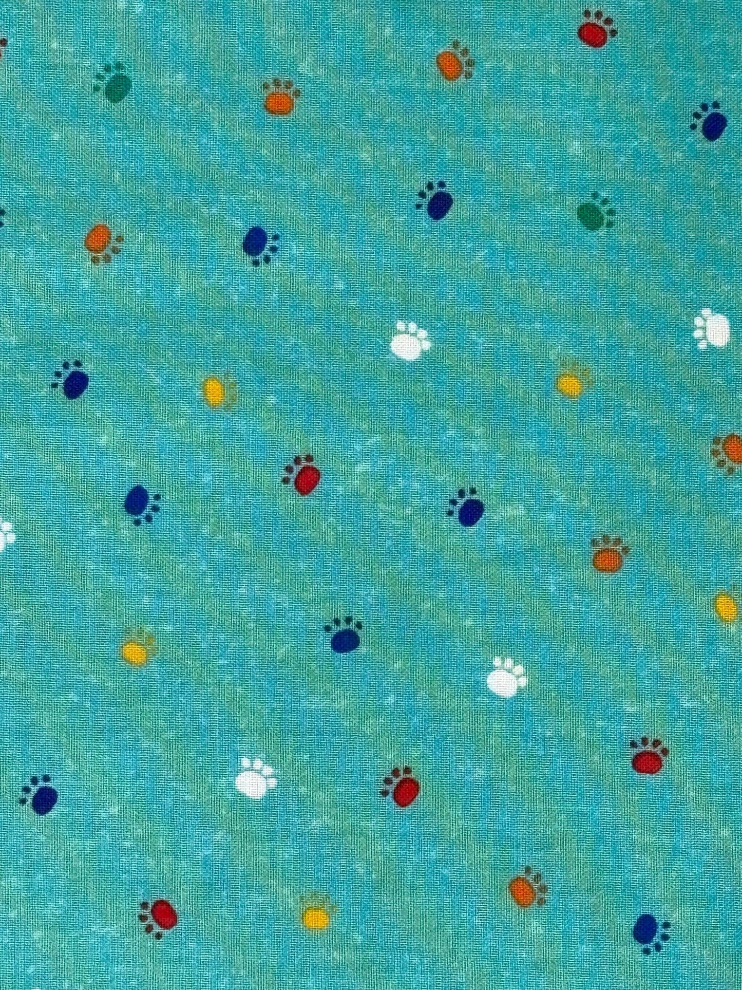 Cat Paw Yardage, Fe-line Frisky, Cat Paws on Teal, Wilmington Prints