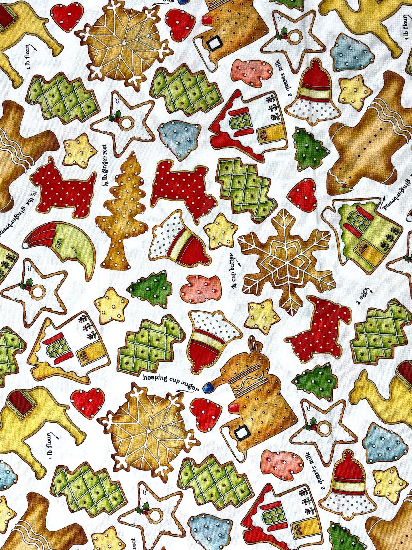 Gingerbread Cookie Toss White Yardage, Gingerbread by J. Wecker Frisch Collection, Riley Blake, Fabric Yardage