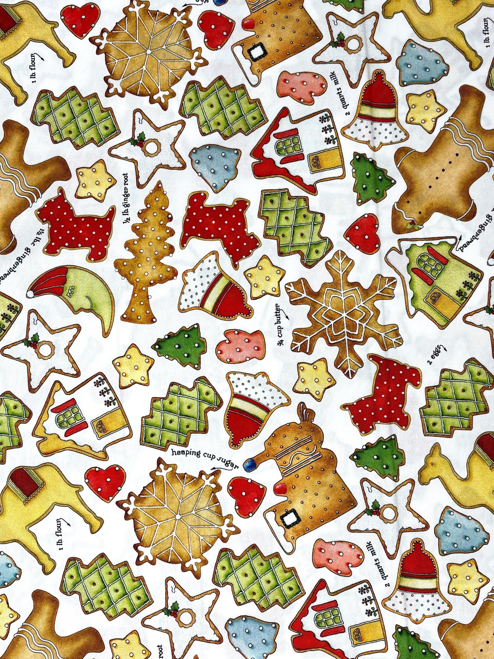 Gingerbread Cookie Toss White Yardage, Gingerbread by J. Wecker Frisch Collection, Riley Blake, Fabric Yardage