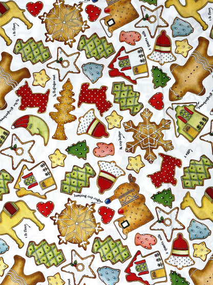 Gingerbread Cookie Toss White Yardage, Gingerbread by J. Wecker Frisch Collection, Riley Blake, Fabric Yardage