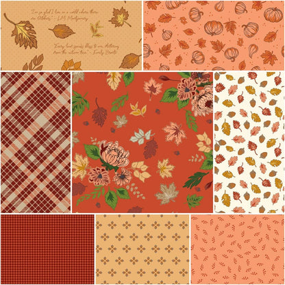 Fall Harvest Fabric Squares, Cozy Autumn, Charm Pack, Riley Blake, Beverly McCullough, 5 inches, 42 squares