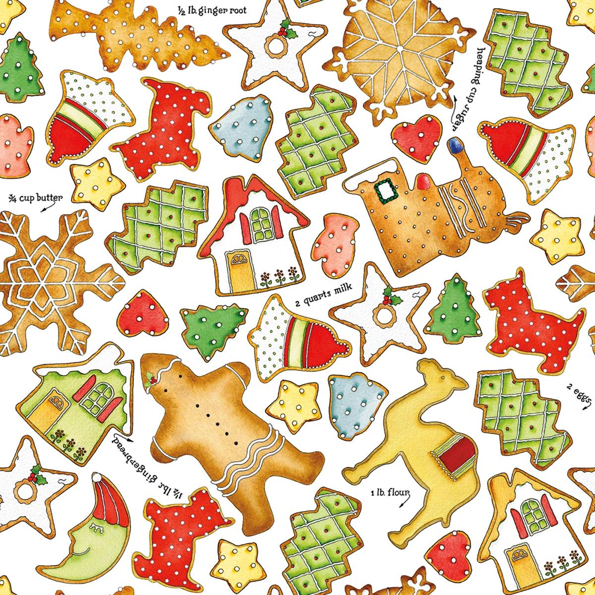 Christmas Fabric Squares, Charm Pack, Gingerbread, Riley Blake, 5 inches, 42 squares