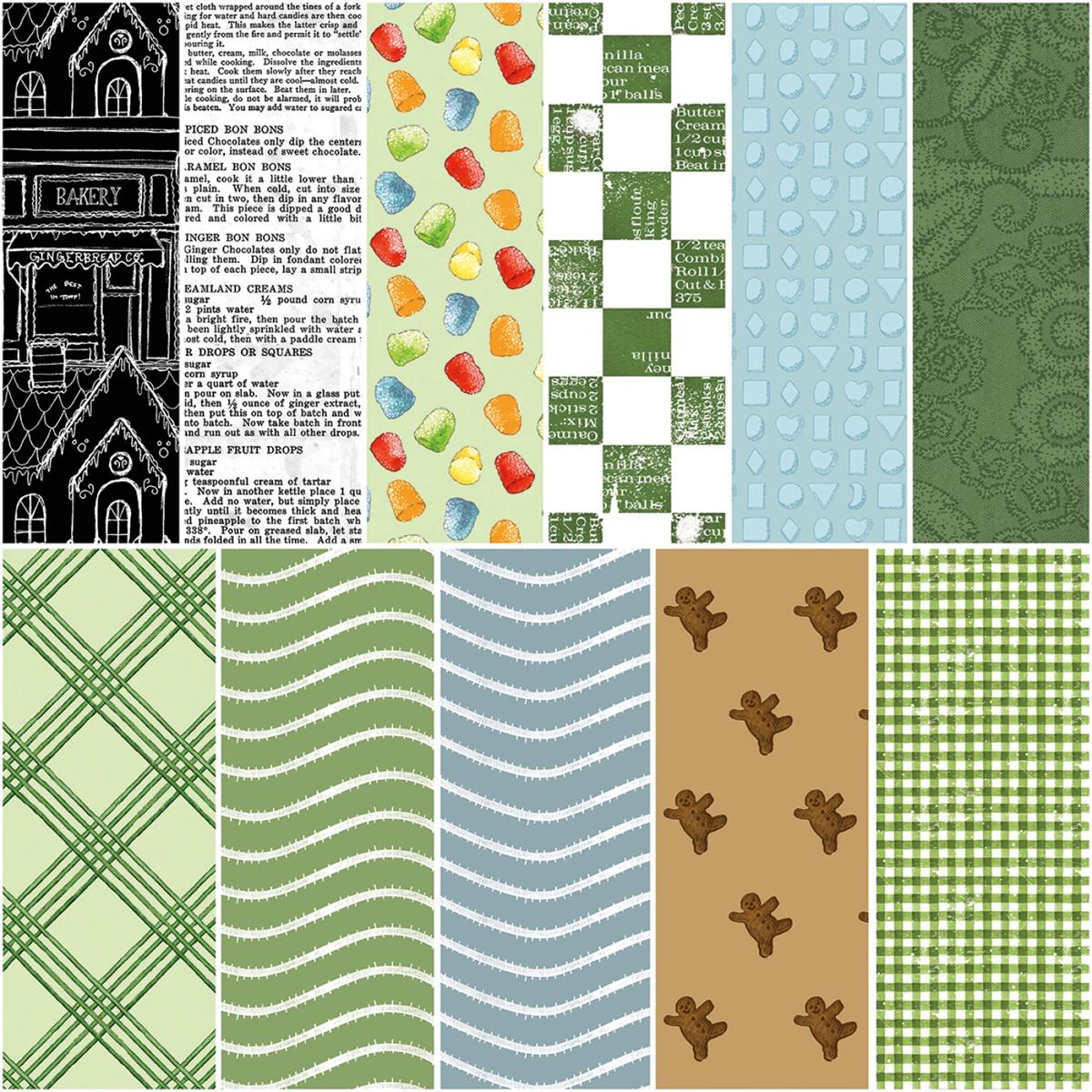 Christmas Fabric Squares, Charm Pack, Gingerbread, Riley Blake, 5 inches, 42 squares