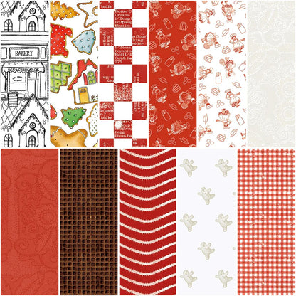 Christmas Fabric Squares, Charm Pack, Gingerbread, Riley Blake, 5 inches, 42 squares