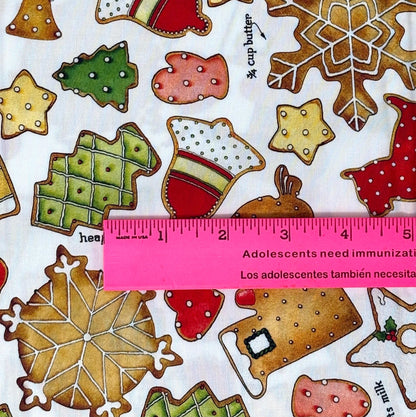 Gingerbread Cookie Toss White Yardage, Gingerbread by J. Wecker Frisch Collection, Riley Blake, Fabric Yardage