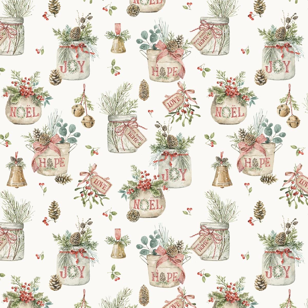 Christmas Fabric Squares, Charm Pack, Holiday Spirit, Riley Blake, 5 inches, 42 squares