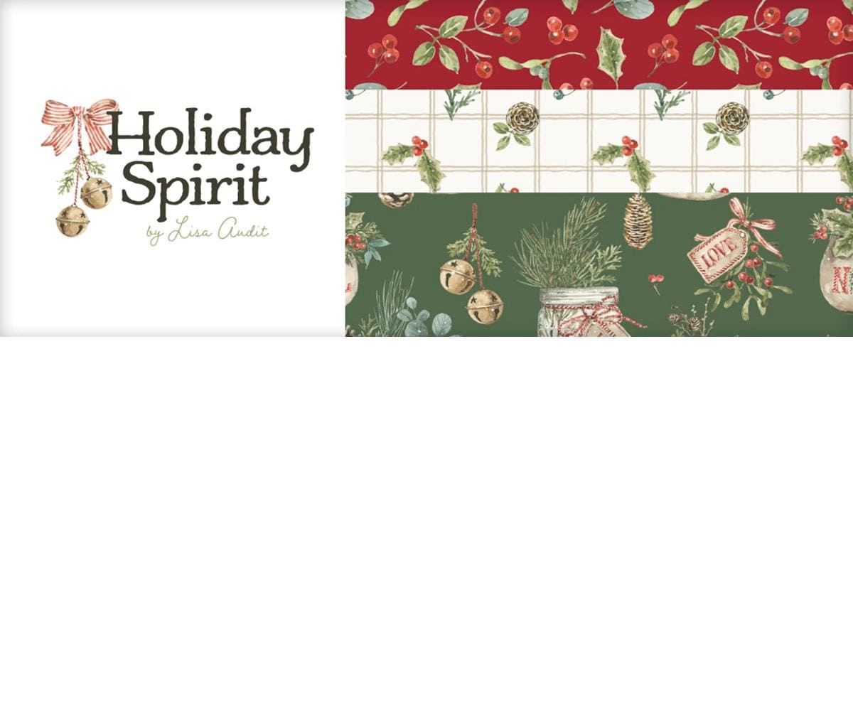 Christmas Fabric Squares, Charm Pack, Holiday Spirit, Riley Blake, 5 inches, 42 squares