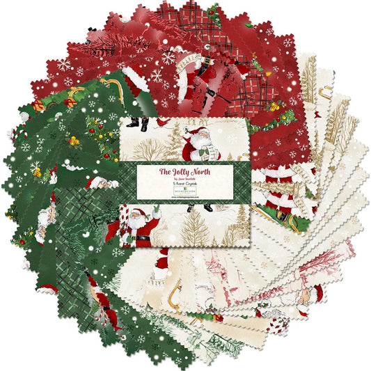 Christmas Fabric Squares, The Jolly North, Santa Claus, Wilmington Prints, 5" (42 pc)