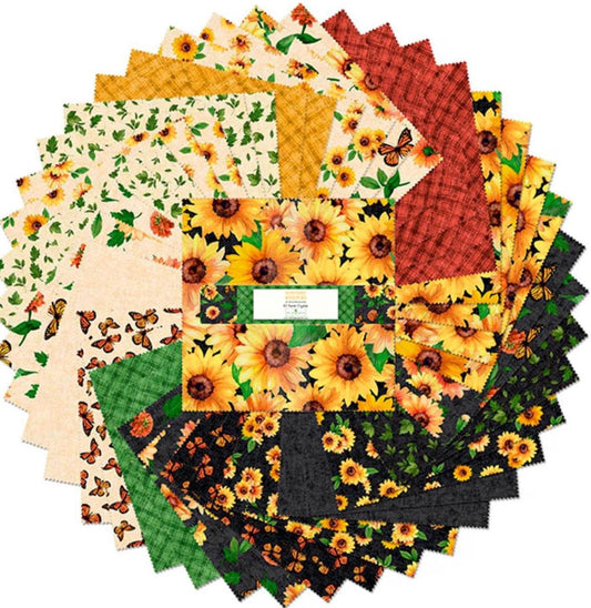 Fall Fabric Squares: Sunshine Whispers, Wilmington Prints (5-inch, 42pc)