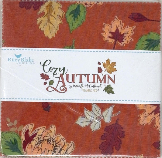 Fall Harvest Fabric Squares, Cozy Autumn, Charm Pack, Riley Blake, Beverly McCullough, 5 inches, 42 squares