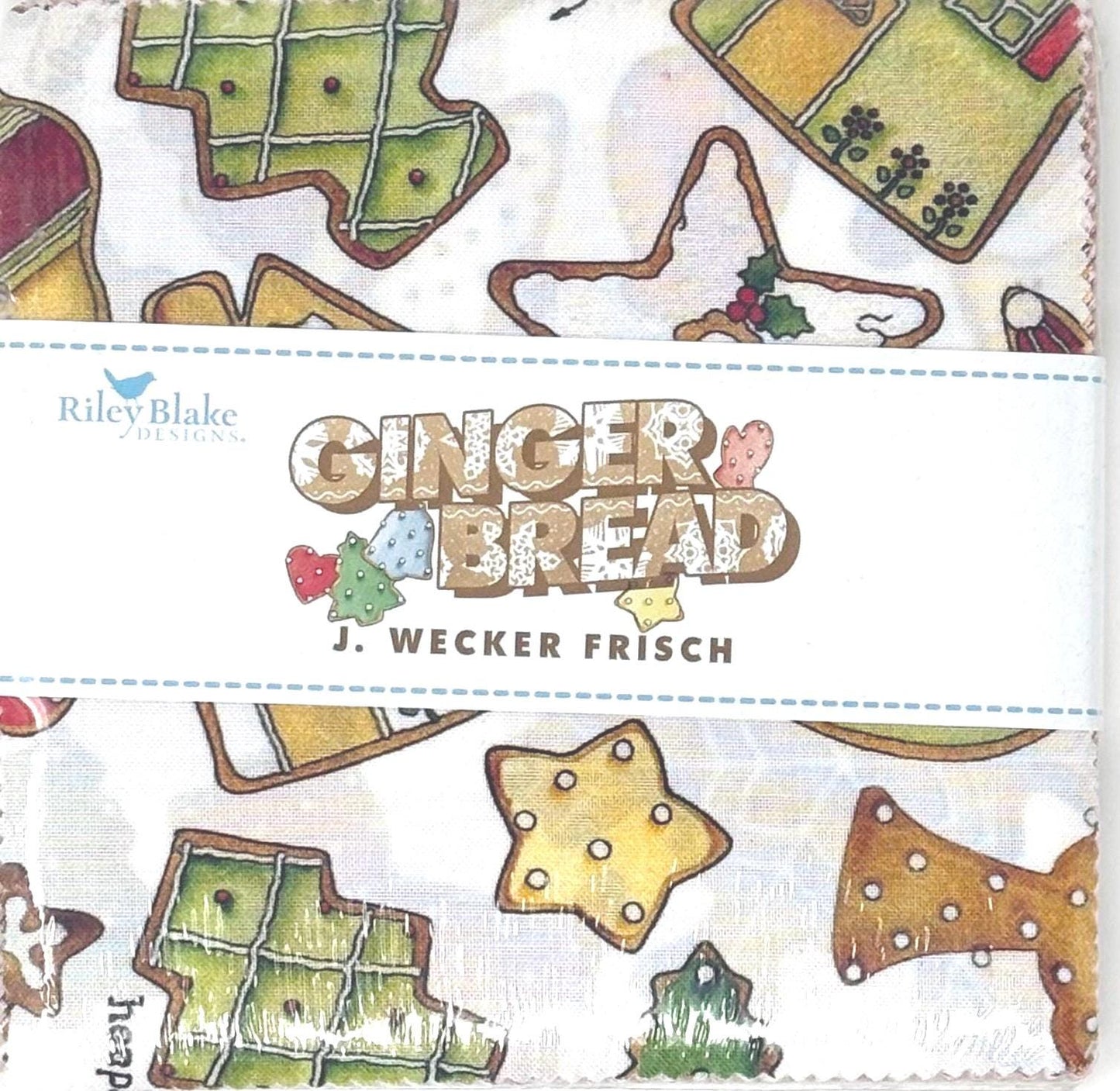 Christmas Fabric Squares, Charm Pack, Gingerbread, Riley Blake, 5 inches, 42 squares