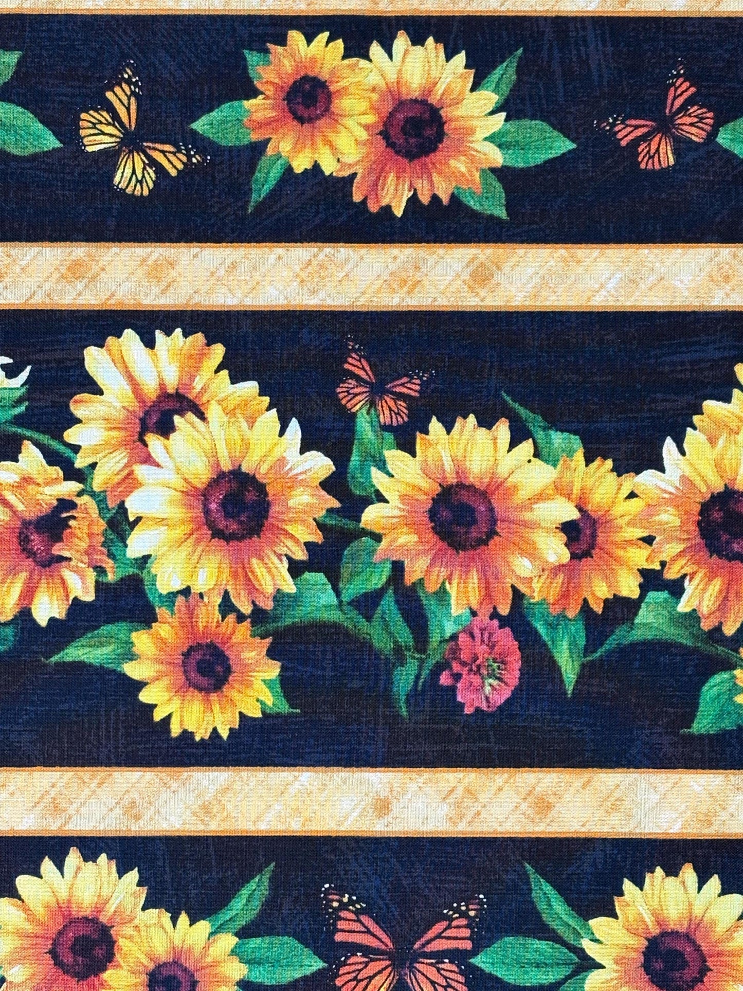 Sunflower Stripe Border Fabric: Sunshine Whispers, Multi Repeating Stripe - Wilmington