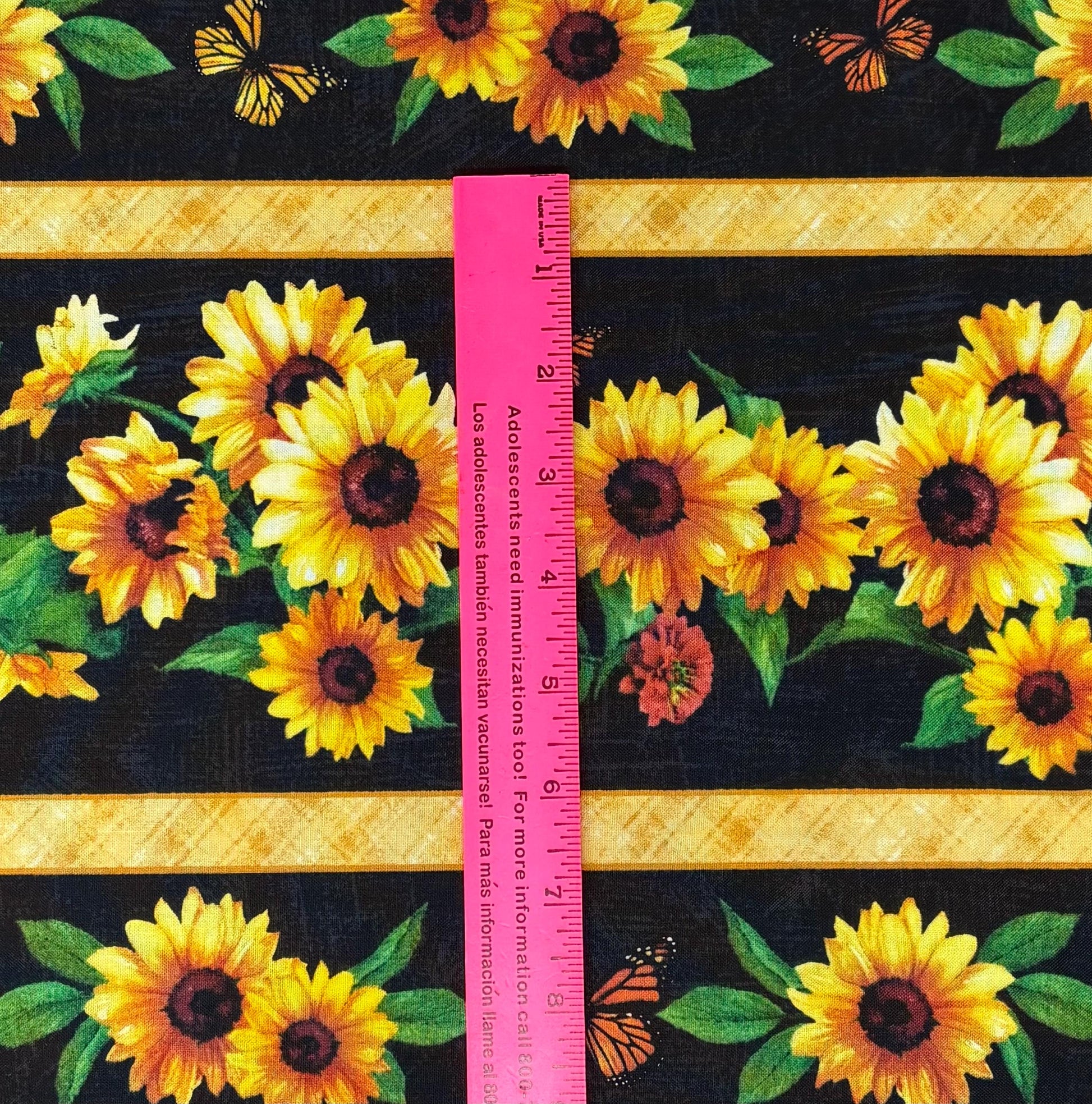 Sunflower Stripe Border Fabric: Sunshine Whispers, Multi Repeating Stripe - Wilmington