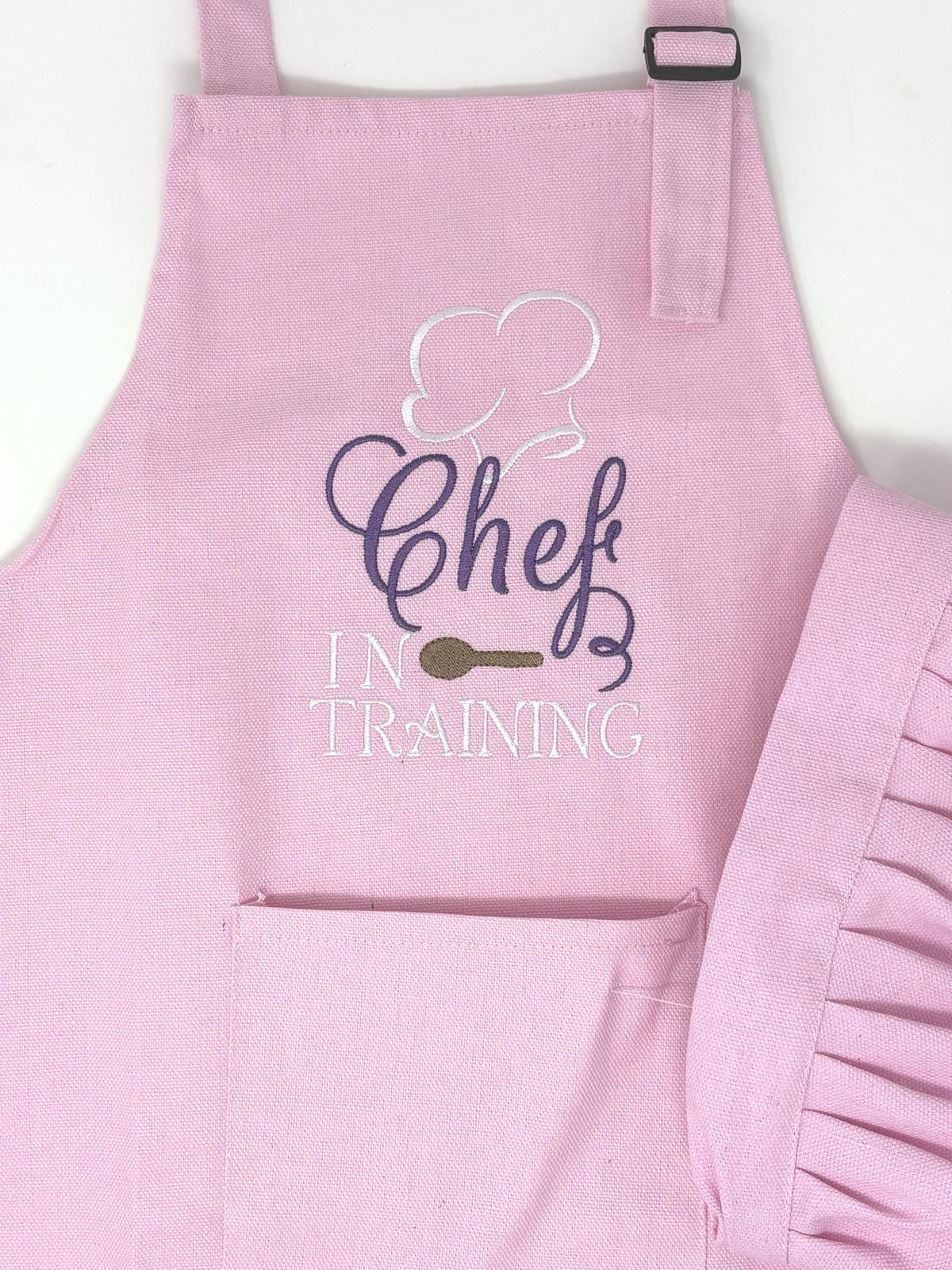 Pink Child’s Apron and Chef Hat Set, Embroidered, Personalized, Kitchen Apron