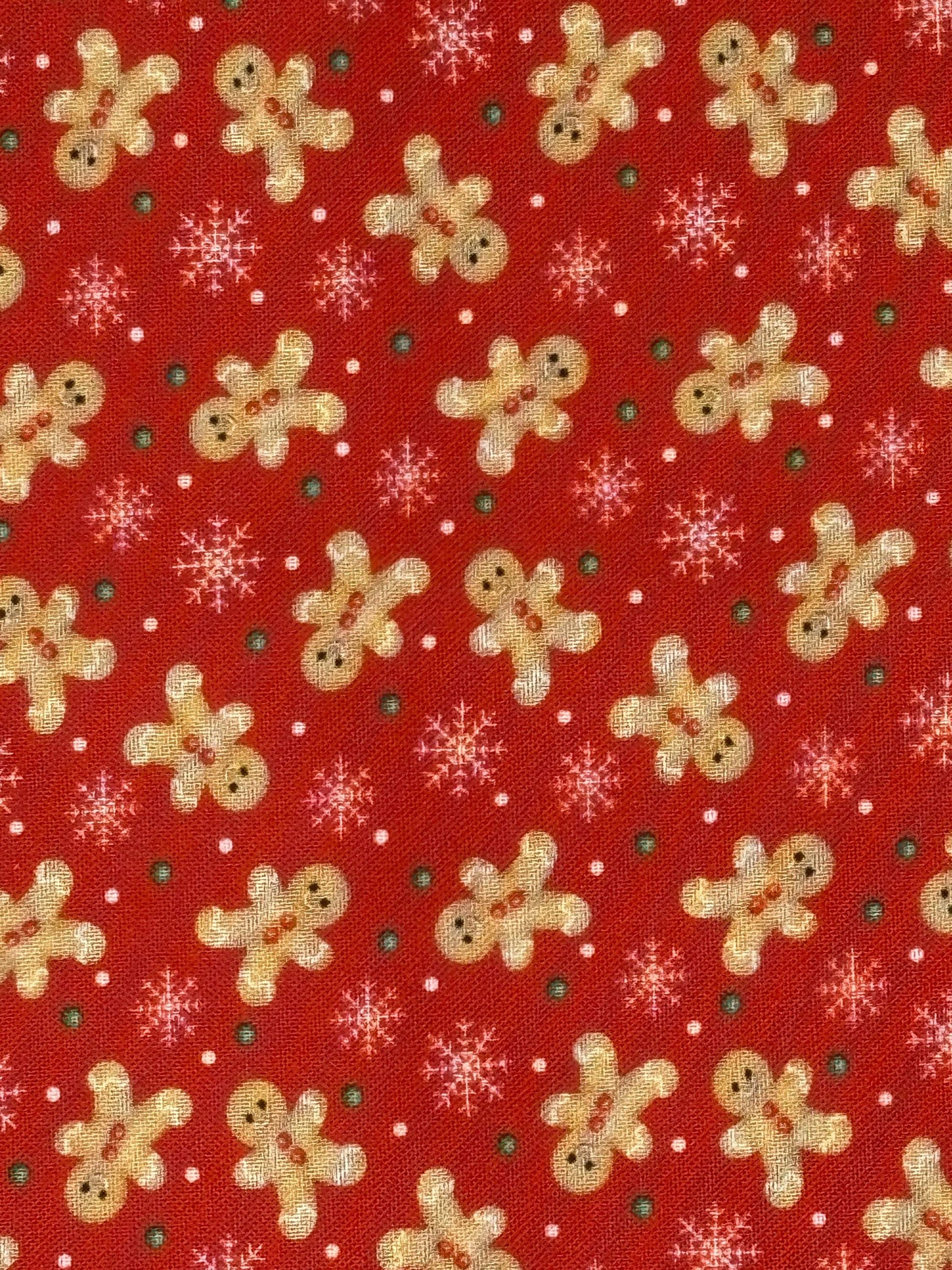 Christmas Fabric Yardage: Red Festive Gingerbread Fun, Very Merry Gingerbread, Beth Albert, 3 Wishes