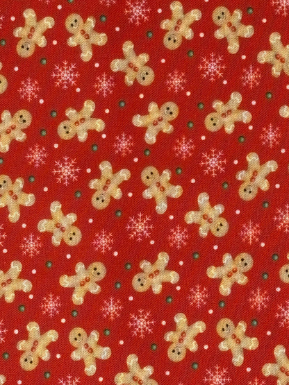 Christmas Fabric Yardage: Red Festive Gingerbread Fun, Very Merry Gingerbread, Beth Albert, 3 Wishes
