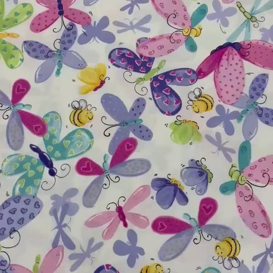 Butterfly Floral Yardage: Purple Flutter the Butterfly Butterflies