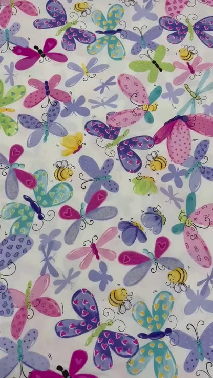 Butterfly Floral Yardage: Purple Flutter the Butterfly Butterflies
