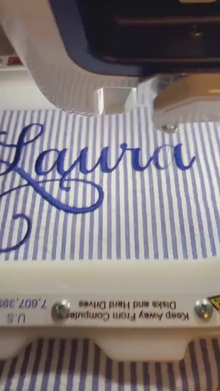 Purple Make Up Cosmetic Toiletry Bag, Pin Stripes, Seer Sucker Cotton, Personalized Gift, Embroidered Gift, Bridesmaid Gift,