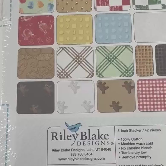 Christmas Fabric Squares, Charm Pack, Gingerbread, Riley Blake, 5 inches, 42 squares