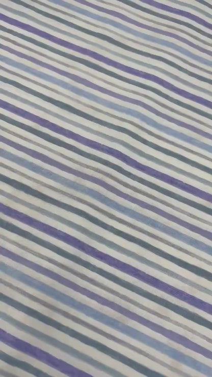 Cream Stripes, Purple, Blue, Yardage, Morning Blooms, Danhui Nai