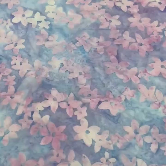 Pink Blue Floral Batik yardage: Flower Chain Serene Beauty by Robert Kaufman