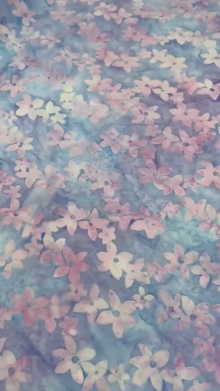 Pink Blue Floral Batik yardage: Flower Chain Serene Beauty by Robert Kaufman