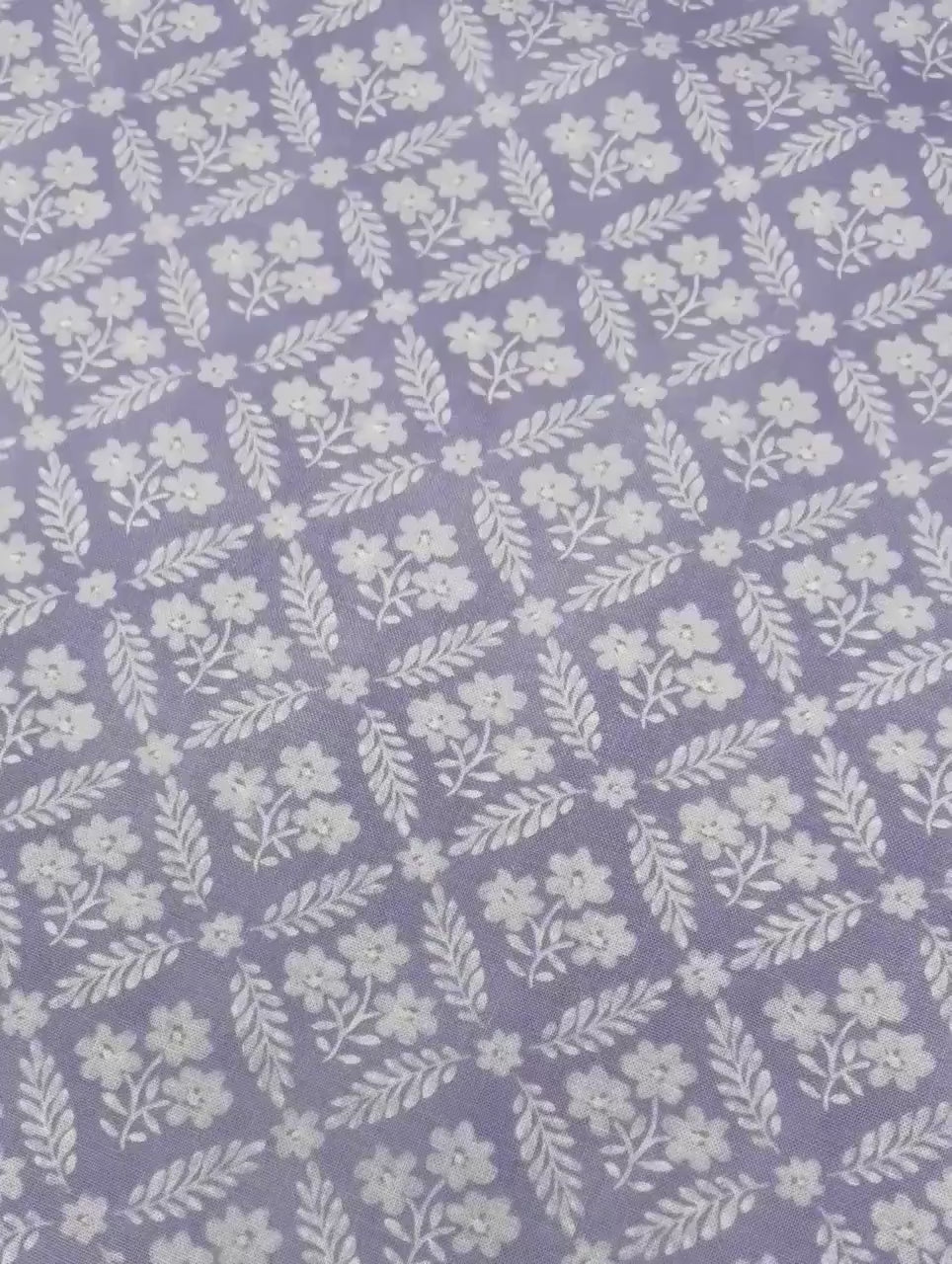 Purple Floral Tonal Grid Yardage, Purple, White, Morning Blooms, Danhui Nai