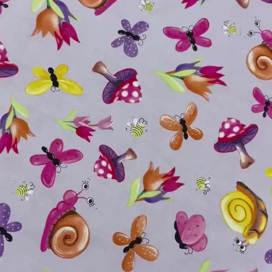Insect Pink Yardage: Light Orchid Sloane the Snail Garden Toss, Susybee