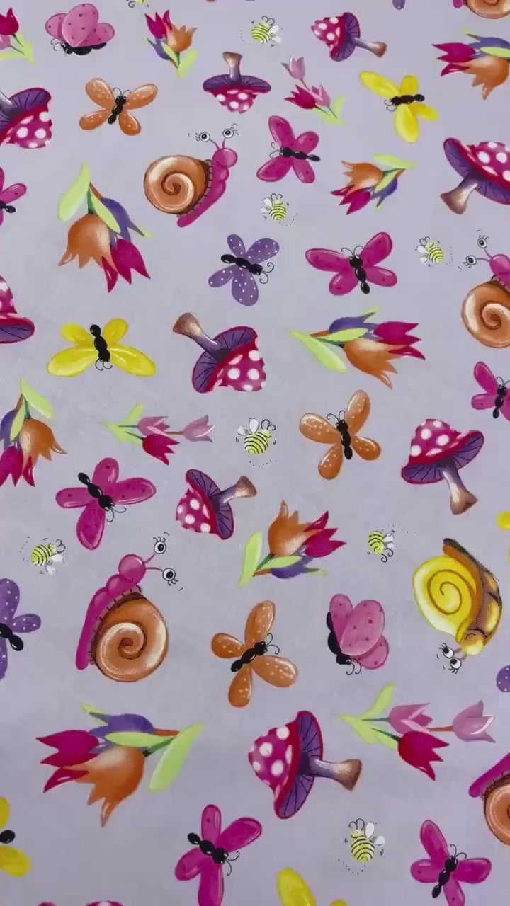 Insect Pink Yardage: Light Orchid Sloane the Snail Garden Toss, Susybee