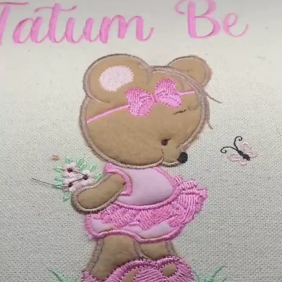 Girl Tote Bag, Ballerina Bear applique, Personalized, Canvas Tote, Baby Bag, Book Bag Tote