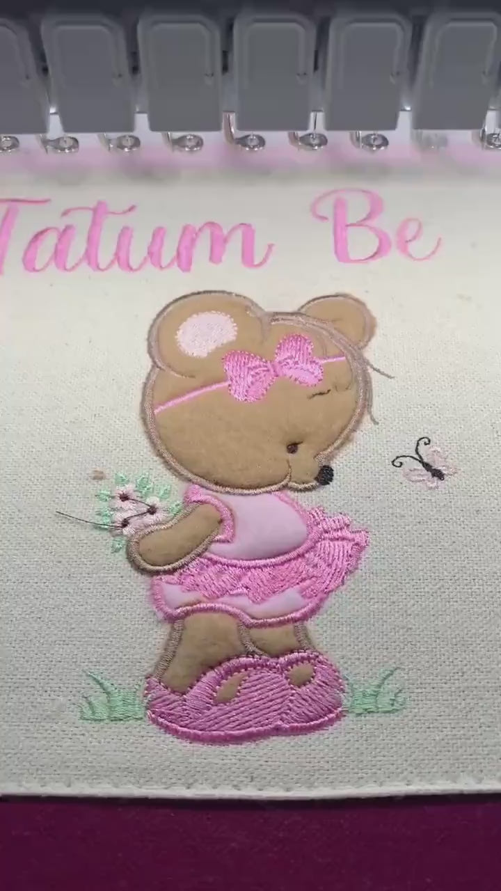 Girl Tote Bag, Ballerina Bear applique, Personalized, Canvas Tote, Baby Bag, Book Bag Tote