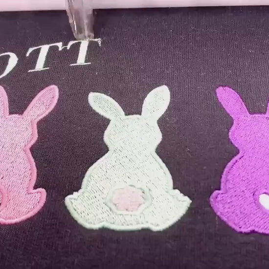 Bunny Easter Cottontail Candy Co Sweatshirt,  Black Sweatshirt, Embroidered