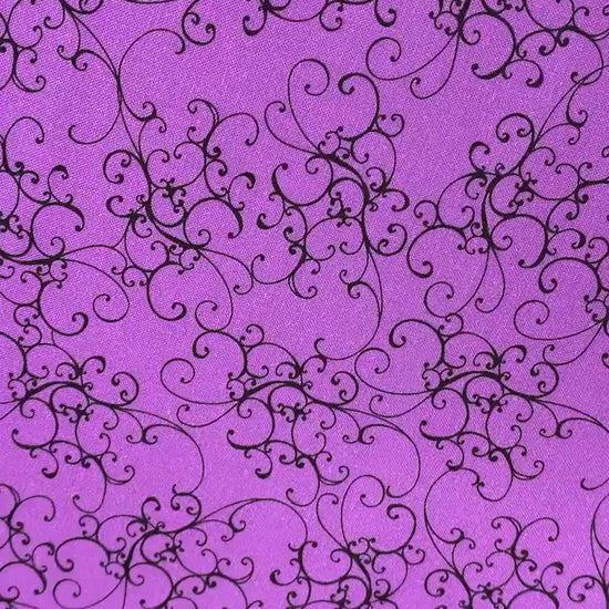 Purple Black Elegant Scroll, Loralie Desisgns, Purple Cotton Fabric, Yardage, 692483