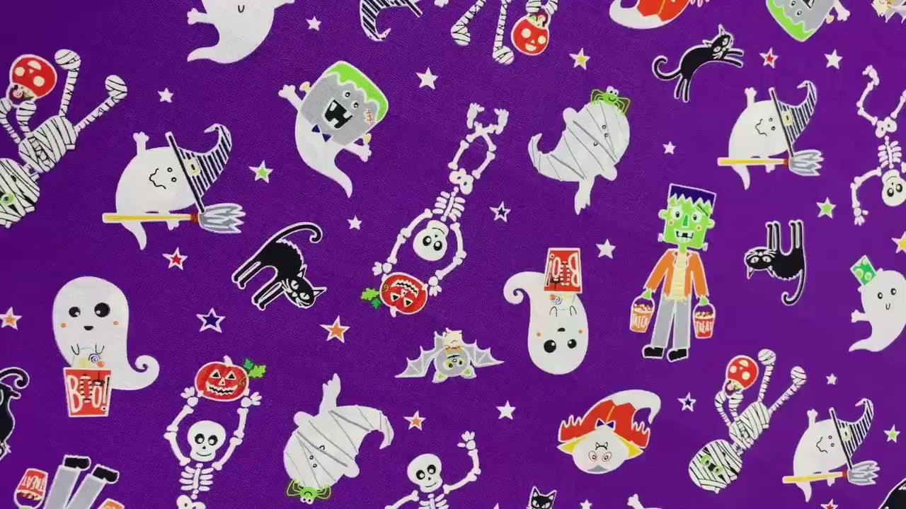 Halloween Fabric Yardage: Monster Mash, Glow in the Dark - Benartex