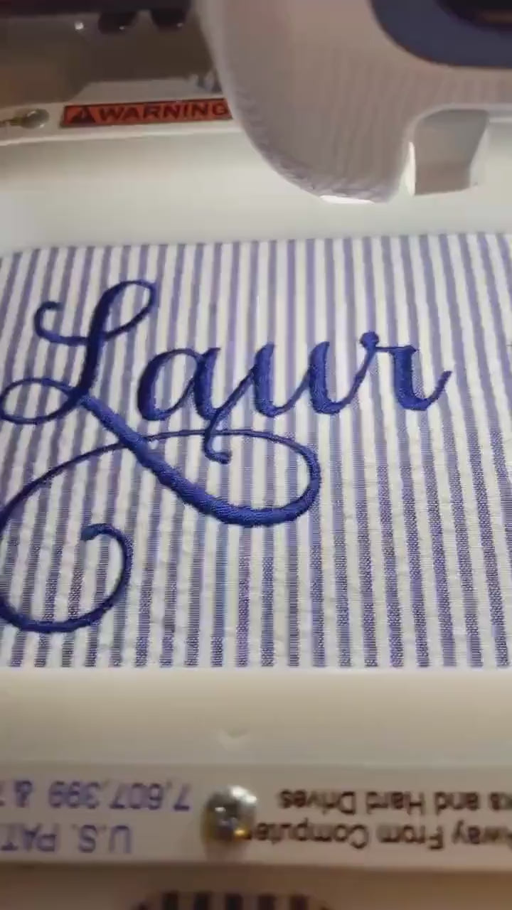 Blue Make Up Cosmetic Toiletry Bag, Pin Stripes, Seer Sucker Cotton, Personalized Gift, Embroidered Gift, Bridesmaid Gift,