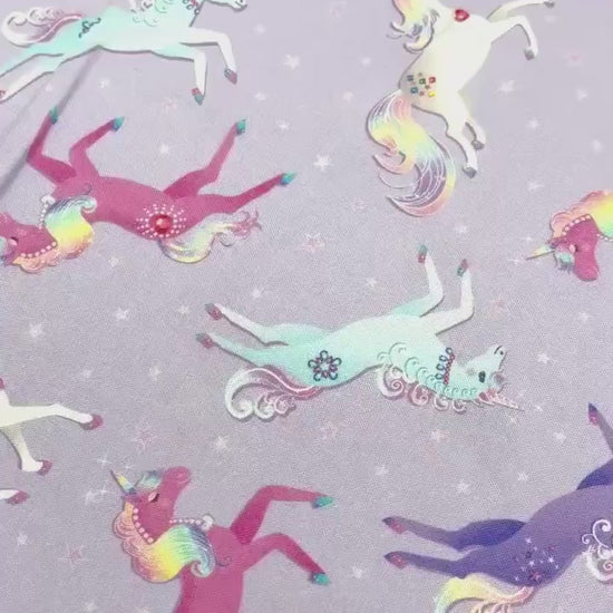 Unicorn Fabric Yardage, Magical Unicorns Lilac, Benartex
