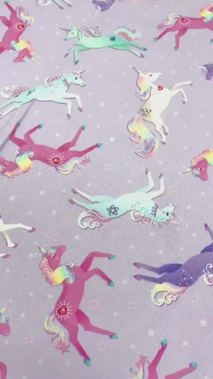 Unicorn Fabric Yardage, Magical Unicorns Lilac, Benartex