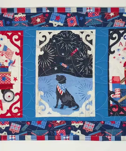 Patriotic Table Runner, Fourth of July, Independence Day, Red, White, Blue, Table Runner Quilt, Stars, Handmade Quilt