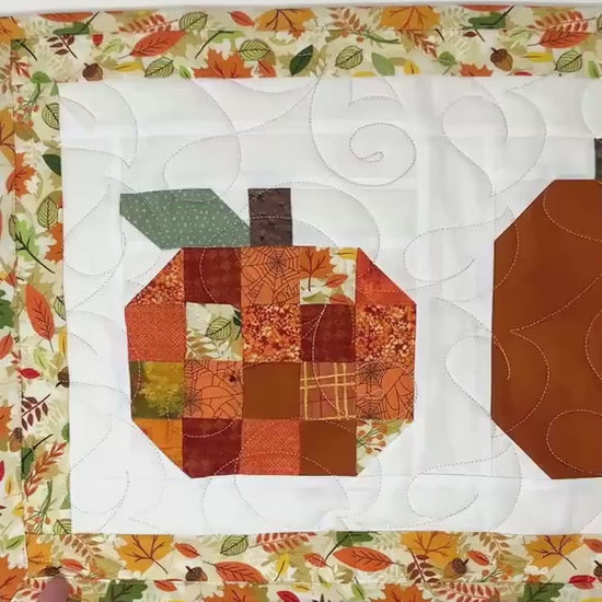 Pumpkin Table Runner Quilt, Fall, Autumn, Orange, Handmade
