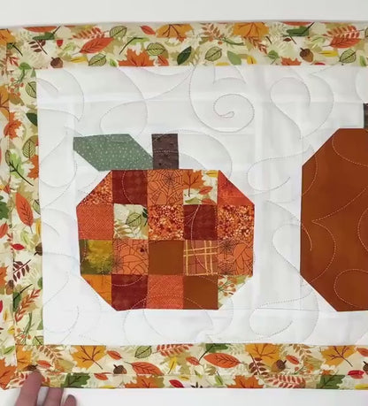 Pumpkin Table Runner Quilt, Fall, Autumn, Orange, Handmade