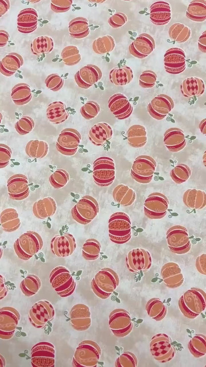 Pumpkin Yardage: Tan Hello Pumpkin Harvest, Benartex