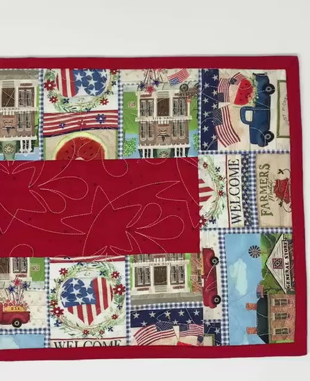 Patriotic Table Runner, Fourth of July, Independence Day, Memorial Day, Red, White, Blue, Table Runner Quilt, Stars, Handmade Quilt