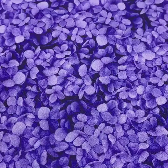 Purple Packed Hydrangea Petals Floral yardage, Midnight Bloom, Timeless Treasres