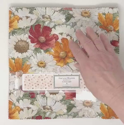 Fall Floral Fabric Squares, Harvest Blooms, 10 inch, 42 Pcs