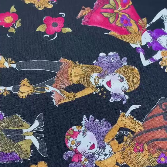 Gypsy Yardage, Tossed Gypsies on Black, Loralie Designs, Yardage, 692488