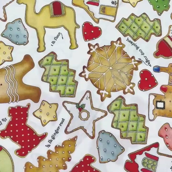 Gingerbread Cookie Toss White Yardage, Gingerbread by J. Wecker Frisch Collection, Riley Blake, Fabric Yardage