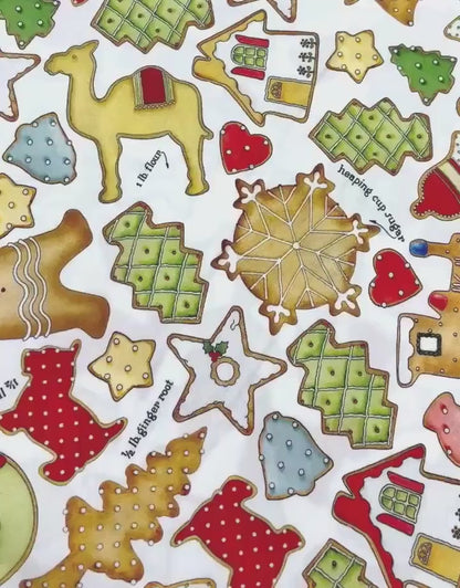 Gingerbread Cookie Toss White Yardage, Gingerbread by J. Wecker Frisch Collection, Riley Blake, Fabric Yardage