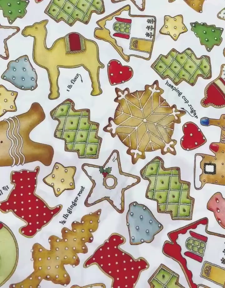 Gingerbread Cookie Toss White Yardage, Gingerbread by J. Wecker Frisch Collection, Riley Blake, Fabric Yardage