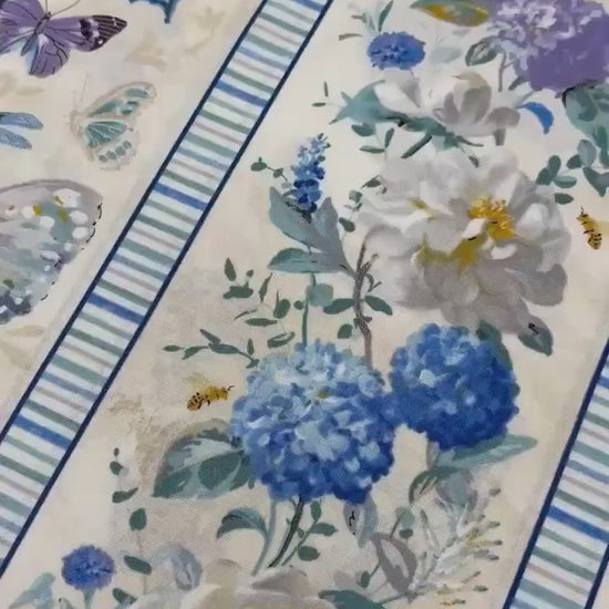 Butterfly Multi Repeating Stripe, Purple, Blue, Yardage,Morning Blooms, Danhui Nai